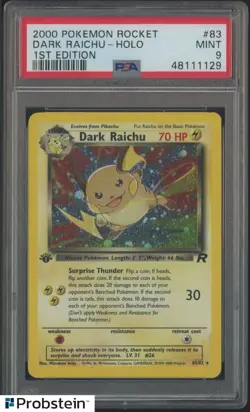 2000 Pokemon Rocket 1st Edition #83 Dark Raichu - Holo PSA 9 MINT - Image 1