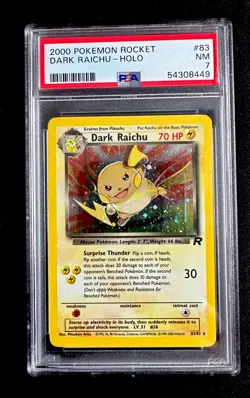 PSA 7 Dark Raichu #83 2000 Pokemon Card TEAM ROCKET HOLO NEAR MINT - Image 1