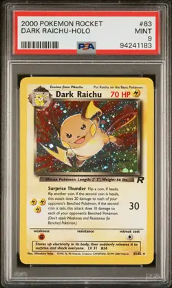 2000 Pokemon Rocket #83 Dark Raichu - Holo Unlimited PSA 9 MINT - Image 1