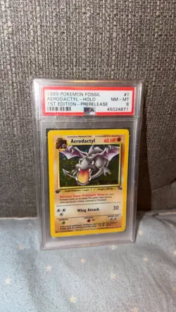 Aerodactyl 1st Edition RARE Prerelease POKEMON Card PSA 8 NM-MT FOSSIL Holo 1/62 - Image 1