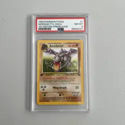 Aerodactyl 1st Edition RARE Prerelease POKEMON Card PSA 8 NM-MT FOSSIL Holo 1/62 - Image 1
