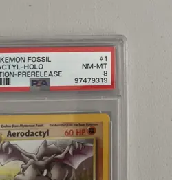 Aerodactyl 1st Edition RARE Prerelease POKEMON Card PSA 8 NM-MT FOSSIL Holo 1/62 - Image 2