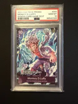 2024 ONE PIECE PROMOS 041 MONKEY D. LUFFY BANDAI CARD GAME FEST - PSA 10 - Image 1