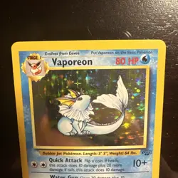 Vaporeon Jungle Holo Rare 12/64 Unlimited LP-MP Vintage Pokemon Card - Image 2