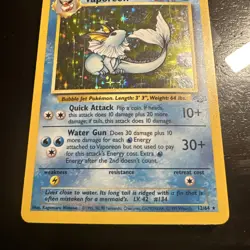Vaporeon Jungle Holo Rare 12/64 Unlimited LP-MP Vintage Pokemon Card - Image 3