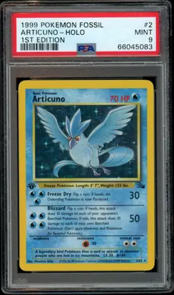 Articuno 1st Edition Holo Fossil 2/62 PSA 9 MINT Pokemon Graded Card - Image 1