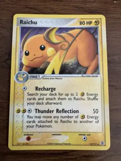 Pokemon TCG Raichu Card #12/112 Fire Red and Leaf Green (2004) Rare Holo LP - Image 1