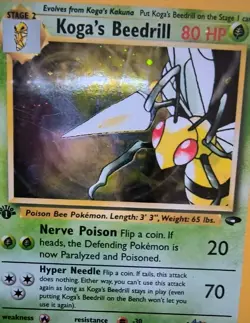 Pokemon Koga's Beedrill 1st Edition Holo Rare Gym Challenge 9/132 WOTC Card - Image 1