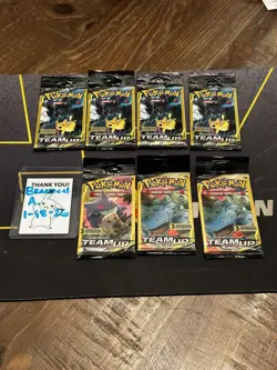 Sun Moon Team Up Tag Team 3-Card Booster Packs New Full Art Set Long Crimp Pack - Image 1