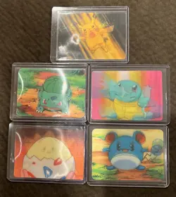 Lenticular 3D Pokemon set of 5 Card Pikachu, Baulbasur, squirtle, togapi, Merill - Image 1