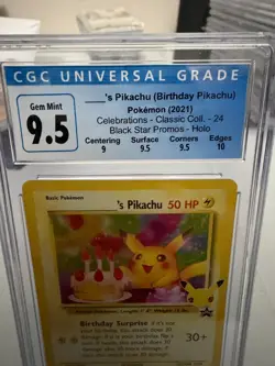 2021 Pokemon Celebrations Birthday Pikachu Black Star Promo CGC 9.5 Blue Label - Image 3