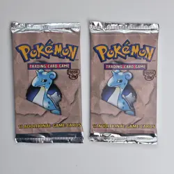 2 Pokemon Fossil Unlimited Sealed Booster Packs WotC 1999 Lapras Art Vintage TCG - Image 2