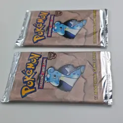 2 Pokemon Fossil Unlimited Sealed Booster Packs WotC 1999 Lapras Art Vintage TCG - Image 3