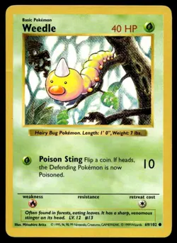 1999 Pokemon Base Set Shadowless Weedle #69/102 C23 - Image 1