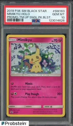 2019 POKEMON SM BLACK STAR PROMO #SM163 MIMIKYU-HOLO PROMO-TM.UP PSA 10 - Image 1