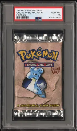 PSA 10 GEM MT 1999 POKEMON FOSSIL UNLIMITED LAPRAS ART SEALED BOOSTER PACK - Image 1