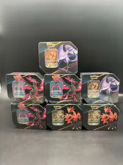 Lot of (7) Pokemon TCG 2023 Crown Zenith Tins Galarian Articuno Zapdos Sealed - Image 1