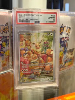 2024 POKEMON TWM EN-TWILIGHT MASQUERADE ILLUSTRATION RARE#188 EEVEE PSA 10 - Image 1
