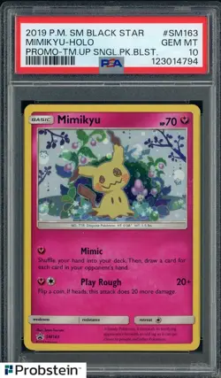 2019 POKEMON SM BLACK STAR PROMO #SM163 MIMIKYU-HOLO PROMO-TM.UP PSA 10 - Image 1