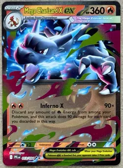 POKEMON TCG PHANTASMAL FLAMES MEGA CHARIZARD X EX DOUBLE RARE HOLO 013/094 NM+ - Image 1