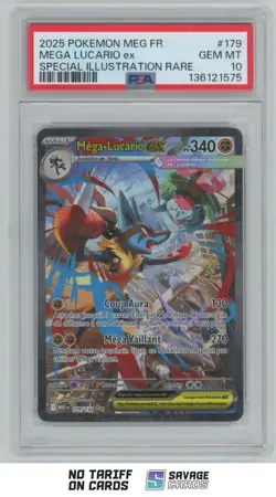 2025 Pokemon Mega Evolution French Mega-Lucario ex PSA 10 #179/132 Special - Image 1