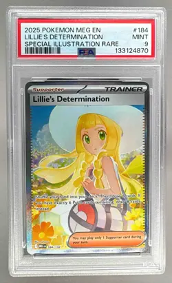 4870 Lillie's Determination 2025 Pokemon Mega Evolution #184 SIR PSA 9 - Image 1