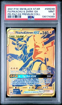 2021 POKEMON SM BLACK STAR PROMO #SM248 FULL ART/PIKACHU & ZEKROM GX PSA 9 - Image 1