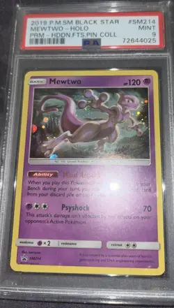 Pokemon Mewtwo TCG SM214 Holo Rare Black Star Promo Hidden Fates - Image 1