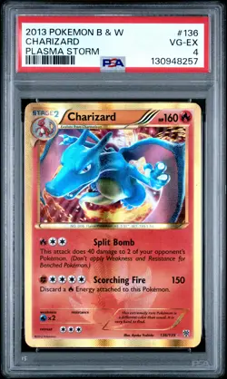2013 POKEMON B&W PLASMA STORM #136 CHARIZARD PSA 4 - Image 1