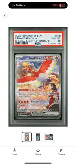 2025 POKEMON DRI EN-DESTINED RIVALS #230 ETHAN'S HO-OH EX PSA 10 - Image 1