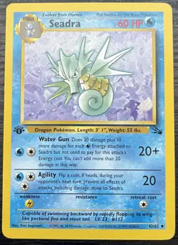 1st Edition Seadra 42/62 Pokemon TCG WOTC Base Set Fossil Uncommon MINT NM - Image 1