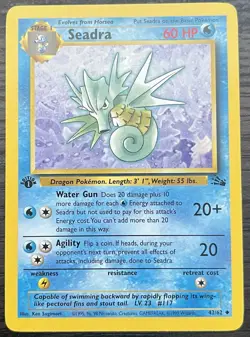 1st Edition Seadra 42/62 Pokemon TCG WOTC Base Set Fossil Uncommon MINT NM - Image 1