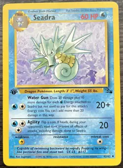 1st Edition Seadra 42/62 Pokemon TCG WOTC Base Set Fossil Uncommon MINT NM - Image 1