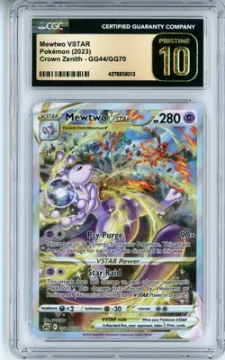 CGC Pristine 10 Mewtwo VSTAR GG44/GG70 Crown Zenith: Galarian Gallery Holo - Image 1