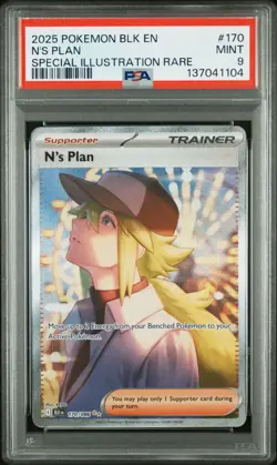 2025 POKEMON BLK EN-BLACK BOLT SPECIAL ILLUSTRATION RARE #170 N'S PLAN - PSA 9 - Image 1