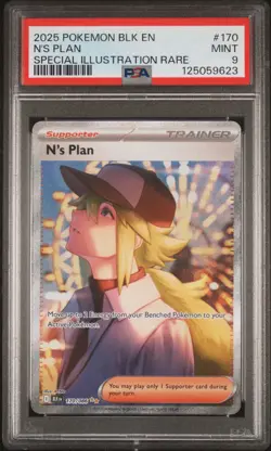 2025 POKEMON BLK EN-BLACK BOLT SPECIAL ILLUSTRATION RARE #170 N'S PLAN PSA 9 - Image 1