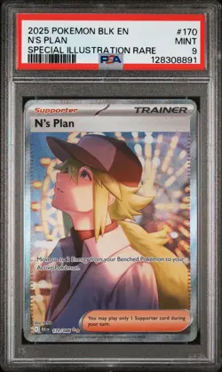 2025 POKEMON BLK EN-BLACK BOLT SPECIAL ILLUSTRATION RARE #170 N'S PLAN PSA 9 - Image 1