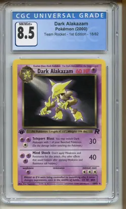 1st Edition Dark Alakazam Team Rocket CGC 8.5 Non Holo 18/82 Pokemon Card WOTC - Image 1