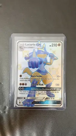 Pokemon Lucario GX SV64/SV94 Hidden Fates Shiny Vault Full Art Holo 210HP Card - Image 1