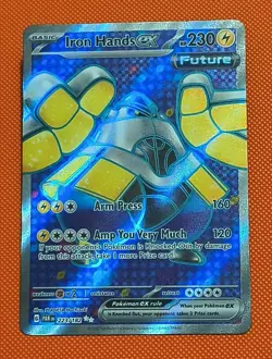 Pokemon Iron Hands EX TCG Full Art Holo Ultra Rare Card 223/182 Paradox Rift - Image 1