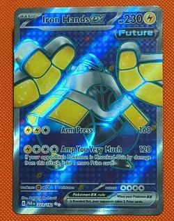 Pokemon Iron Hands EX TCG Full Art Holo Ultra Rare Card 223/182 Paradox Rift - Image 4