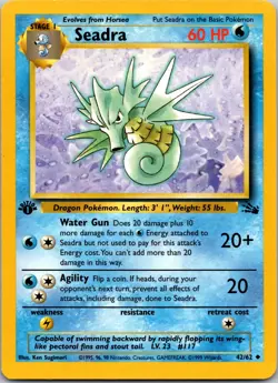 Seadra 42/62 Fossil 1st Edition LP Pokemon Card TCG - Image 1