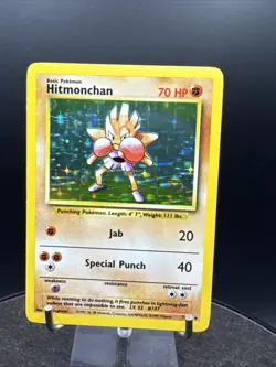 Hitmonchan 7/102 Base Set Rare Holo Pokemon Card WOTC 1999 - LP / NM - Image 1