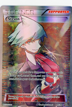 POKEMON TCG STEVEN TRAINER CARD FULL ART HOLO XY ANCIENT ORIGINS 95/98 - Image 1