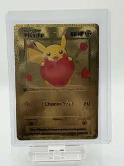 I Choose You! Pikachu Gold Foil Fan Art Vinyl Textured Collector Pokemon Card - Image 1