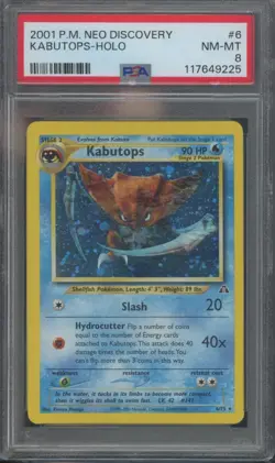 Pokemon TCG Kabutops 6/75 Neo Discovery Holo Rare PSA 8 - Image 1
