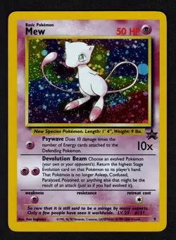 Mew #9 Holo WOTC Black Star Promo Lightly Played (LP) Pokemon League FART SWIRL! - Image 1