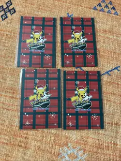 Pokemon 2024 Card Database Christmas Set Mario Luigi Pikachu 4x Set Gold Foil - Image 2