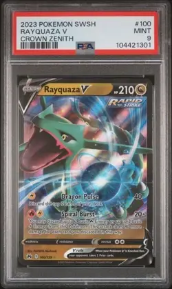 RAYQUAZA V #100 PSA 9 • 2023 Pokemon SWSH Crown Zenith Ultra Rare EN - Image 1