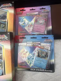 Pokemon Lot Of 4 - Prismatic Evolutions Poster (2)Collection Plus Tech Stickers - Image 3